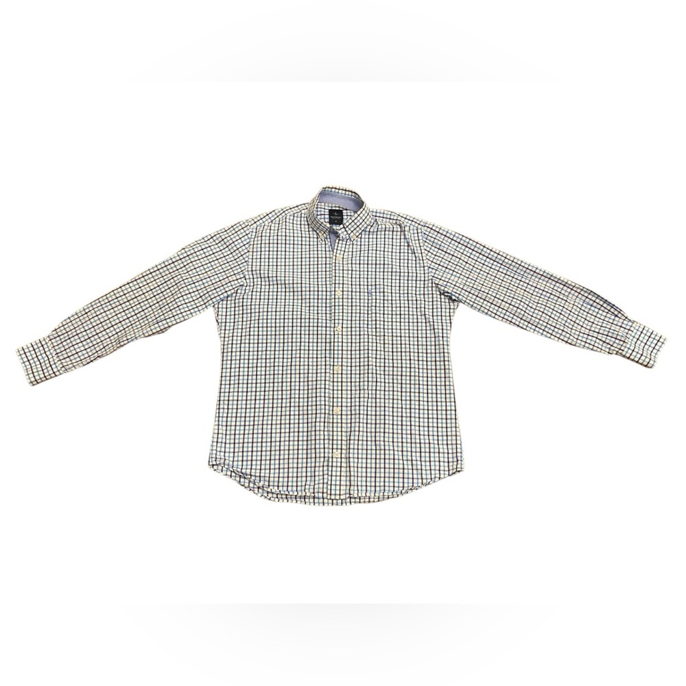 📌 EUC Tailorbyrd Men's Button-Down Blue & White Check | Size Medium